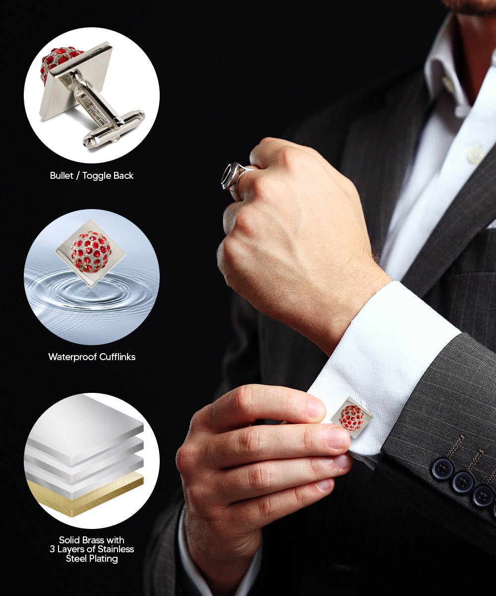 Bling Colorstone Cufflinks with Studded Flower Setting in a Box by Vittorio Vico (CL12XX) (CL - 1209) for Independent Retail Stores by Dubal Brothers