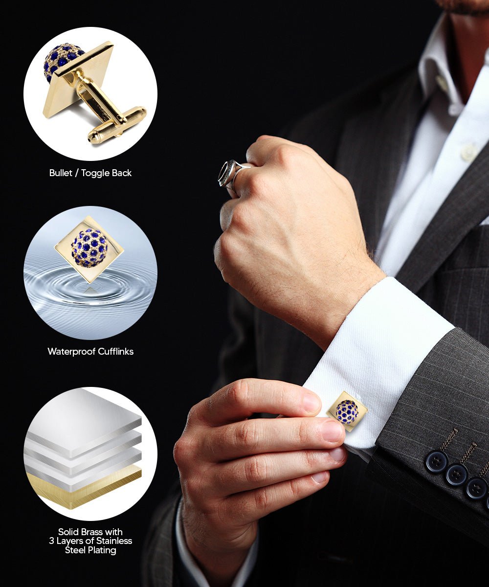 Bling Colorstone Cufflinks with Studded Flower Setting in a Box by Vittorio Vico (CL12XX) (CL - 1210) for Independent Retail Stores by Dubal Brothers