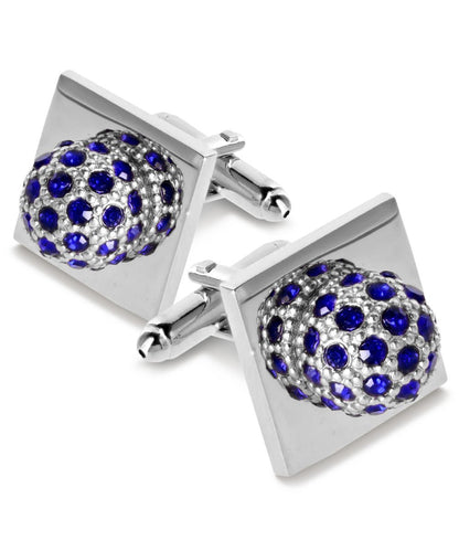 Bling Colorstone Cufflinks with Studded Flower Setting in a Box by Vittorio Vico (CL12XX) (CL - 1210) for Independent Retail Stores by Dubal Brothers