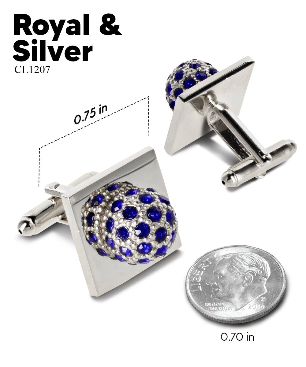 Bling Colorstone Cufflinks with Studded Flower Setting in a Box by Vittorio Vico (CL12XX) (CL - 1211) for Independent Retail Stores by Dubal Brothers