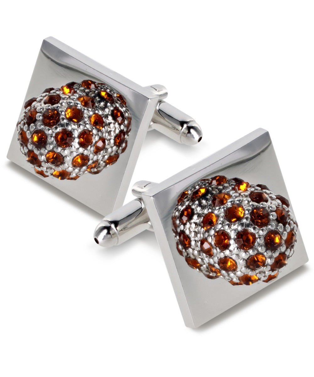 Bling Colorstone Cufflinks with Studded Flower Setting in a Box by Vittorio Vico (CL12XX) (CL - 1212) for Independent Retail Stores by Dubal Brothers
