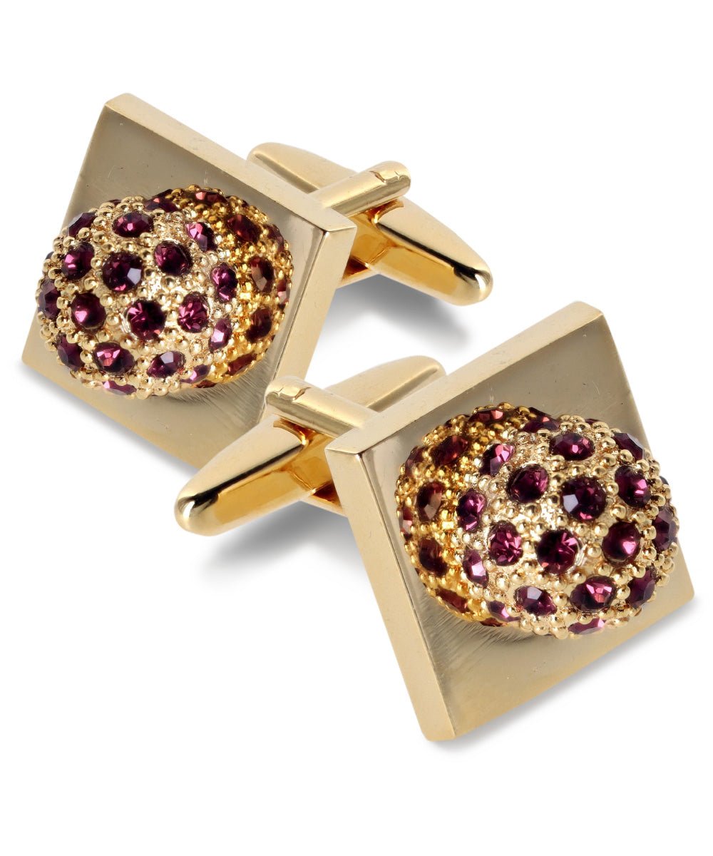 Bling Colorstone Cufflinks with Studded Flower Setting in a Box by Vittorio Vico (CL12XX) (CL - 1213) for Independent Retail Stores by Dubal Brothers