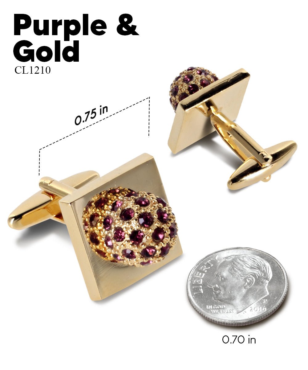 Bling Colorstone Cufflinks with Studded Flower Setting in a Box by Vittorio Vico (CL12XX) (CL - 1234) for Independent Retail Stores by Dubal Brothers