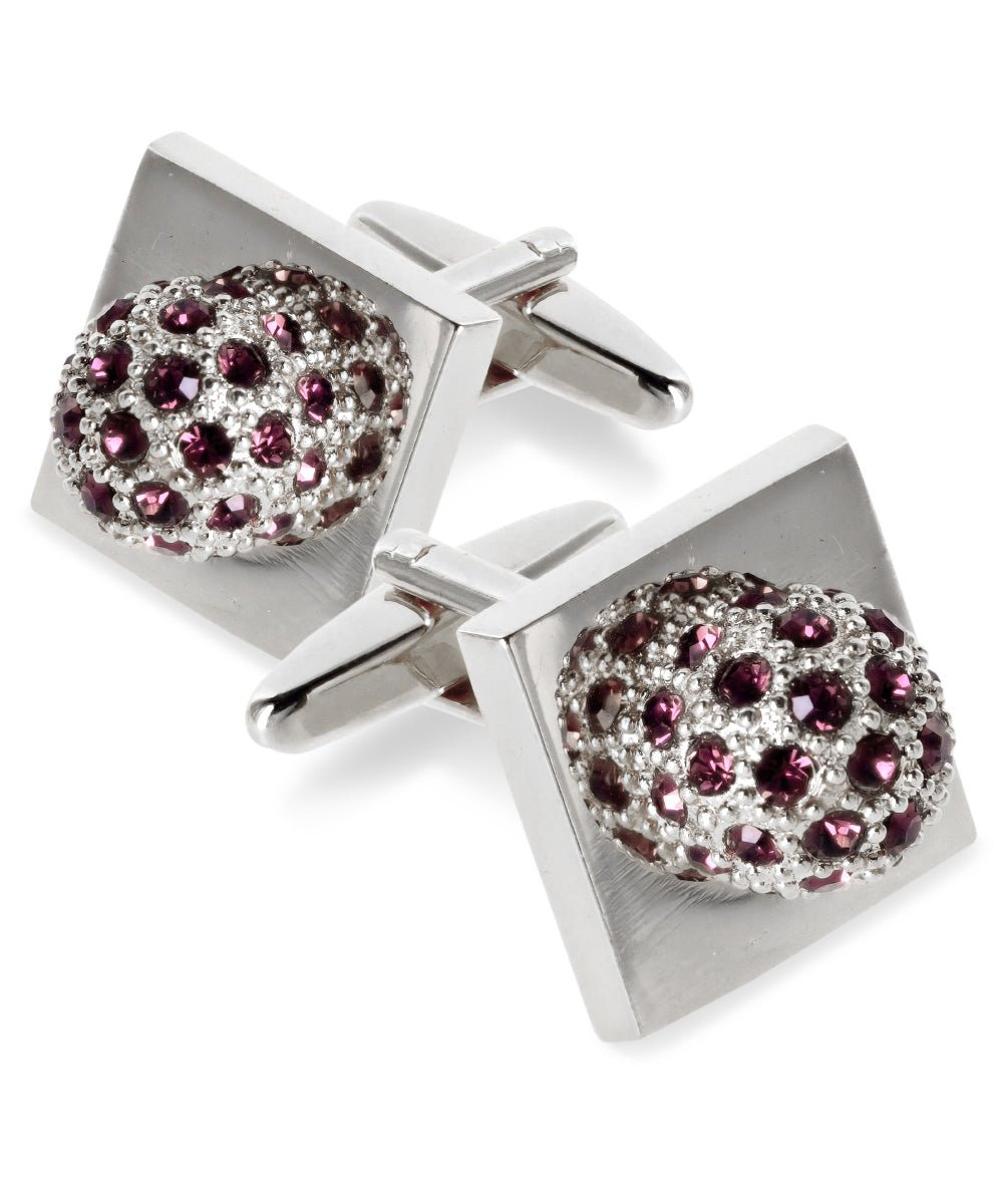Bling Colorstone Cufflinks with Studded Flower Setting in a Box by Vittorio Vico (CL12XX) (CL - 1234) for Independent Retail Stores by Dubal Brothers