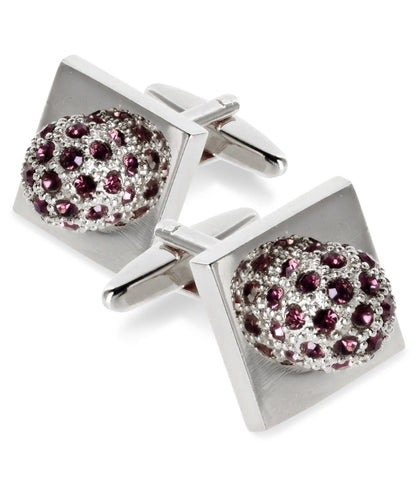 Bling Colorstone Cufflinks with Studded Flower Setting in a Box by Vittorio Vico (CL12XX) (CL - 1234) for Independent Retail Stores by Dubal Brothers