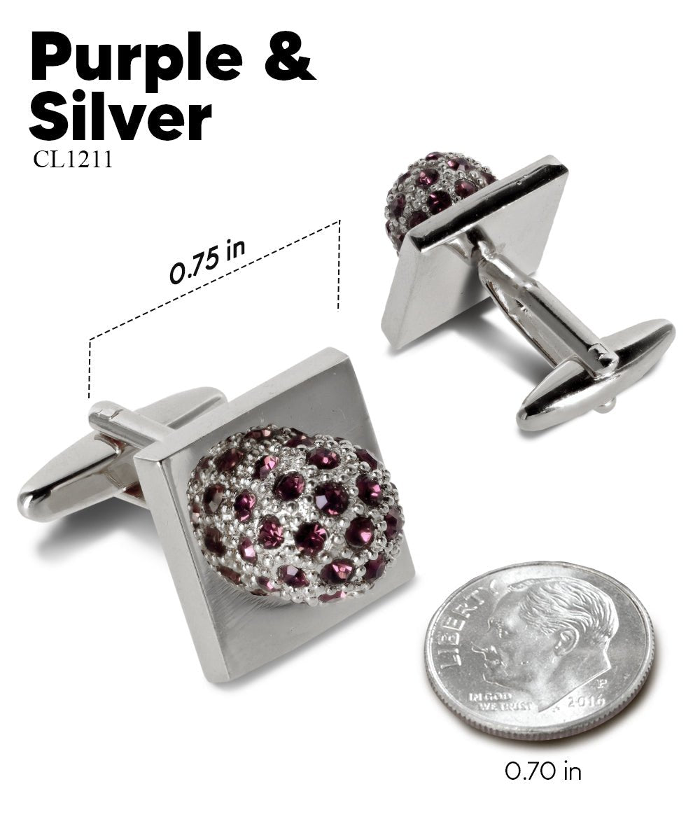 Bling Colorstone Cufflinks with Studded Flower Setting in a Box by Vittorio Vico (CL12XX) (CL - 1235) for Independent Retail Stores by Dubal Brothers