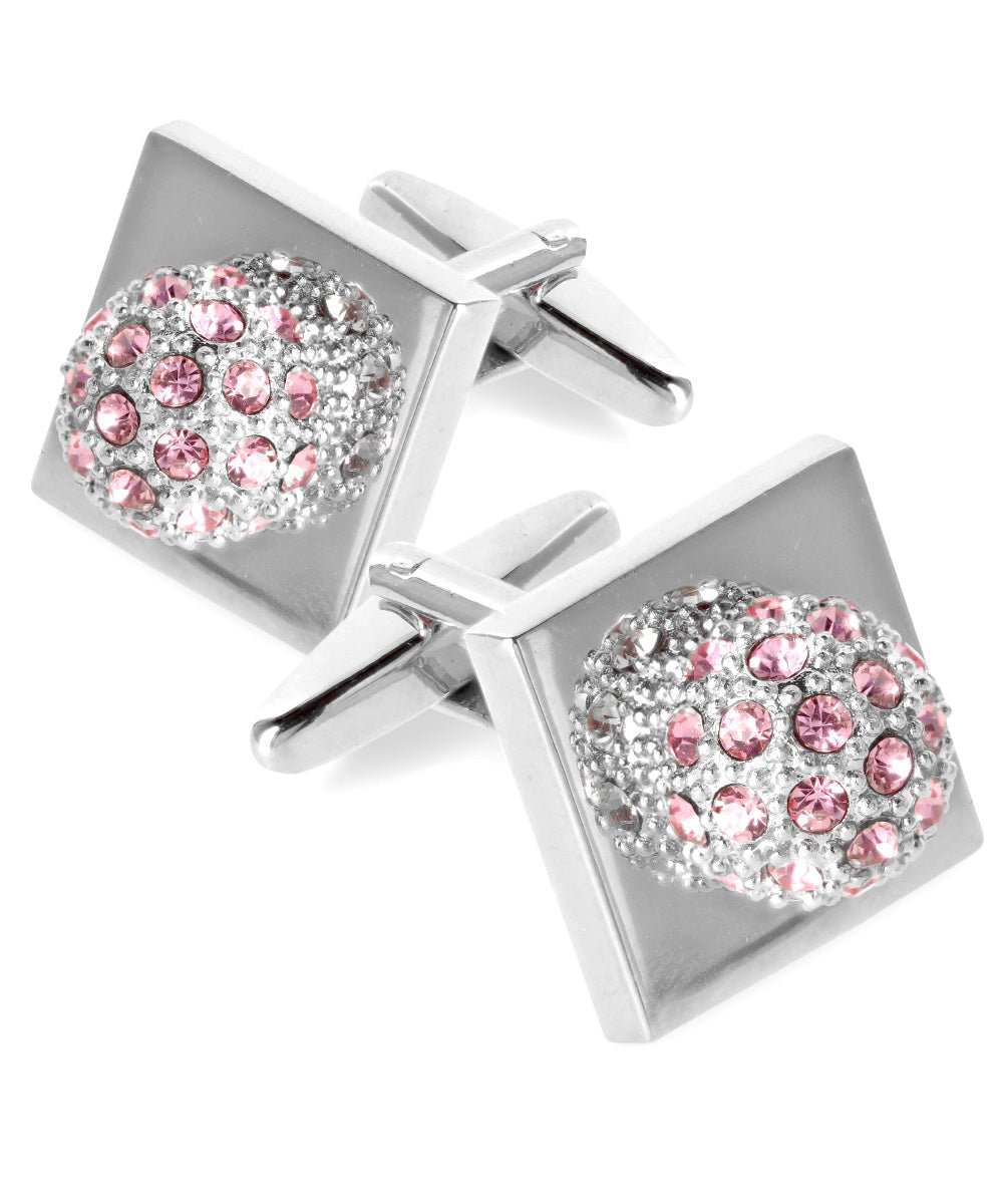 Bling Colorstone Cufflinks with Studded Flower Setting in a Box by Vittorio Vico (CL12XX) (CL - 1236) for Independent Retail Stores by Dubal Brothers