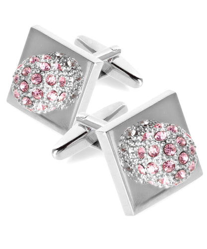 Bling Colorstone Cufflinks with Studded Flower Setting in a Box by Vittorio Vico (CL12XX) (CL - 1236) for Independent Retail Stores by Dubal Brothers