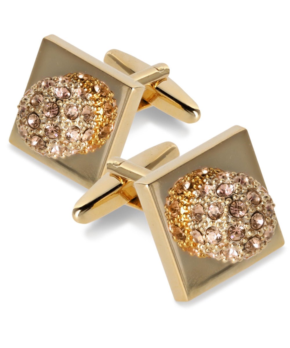 Bling Colorstone Cufflinks with Studded Flower Setting in a Box by Vittorio Vico (CL12XX) (cl - 1242) for Independent Retail Stores by Dubal Brothers