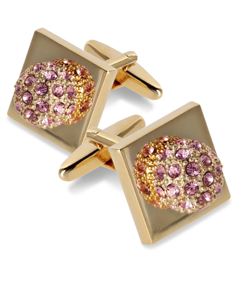 Bling Colorstone Cufflinks with Studded Flower Setting in a Box by Vittorio Vico (CL12XX) (cl - 1242) for Independent Retail Stores by Dubal Brothers