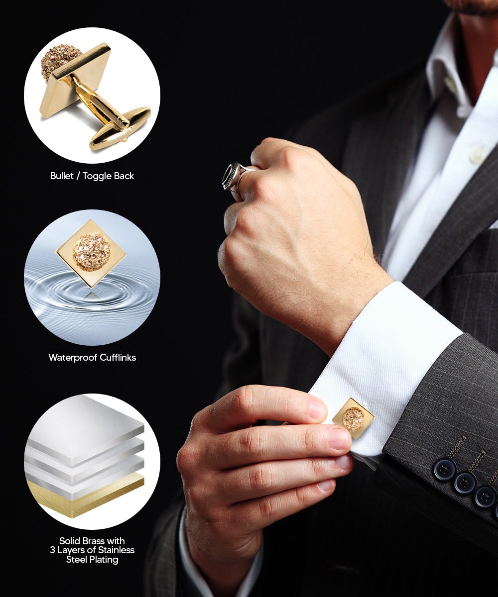 Bling Colorstone Cufflinks with Studded Flower Setting in a Box by Vittorio Vico (CL12XX) (cl - 1242) for Independent Retail Stores by Dubal Brothers