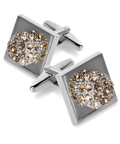 Bling Colorstone Cufflinks with Studded Flower Setting in a Box by Vittorio Vico (CL12XX) (cl - 1242) for Independent Retail Stores by Dubal Brothers