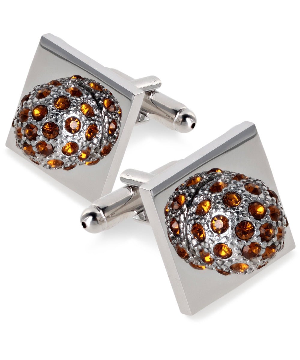 Bling Colorstone Cufflinks with Studded Flower Setting in a Box by Vittorio Vico (CL12XX) (cl - 1242) for Independent Retail Stores by Dubal Brothers