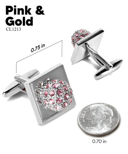 Bling Colorstone Cufflinks with Studded Flower Setting in a Box by Vittorio Vico (CL12XX) (cl - 1242) for Independent Retail Stores by Dubal Brothers