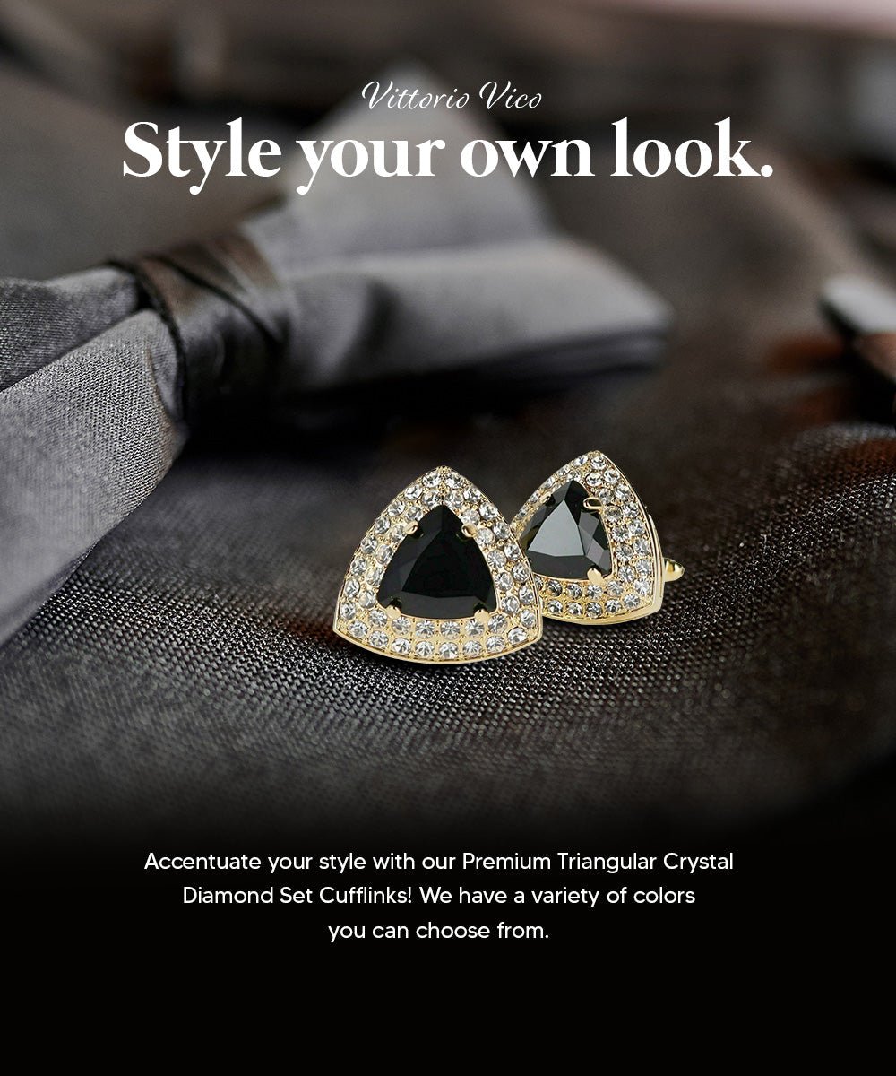 BLING Colorstone Cufflinks with Triangular Crystal in a Box by Vittorio Vico (CL72XX) (CL - 7200) for Independent Retail Stores by Dubal Brothers