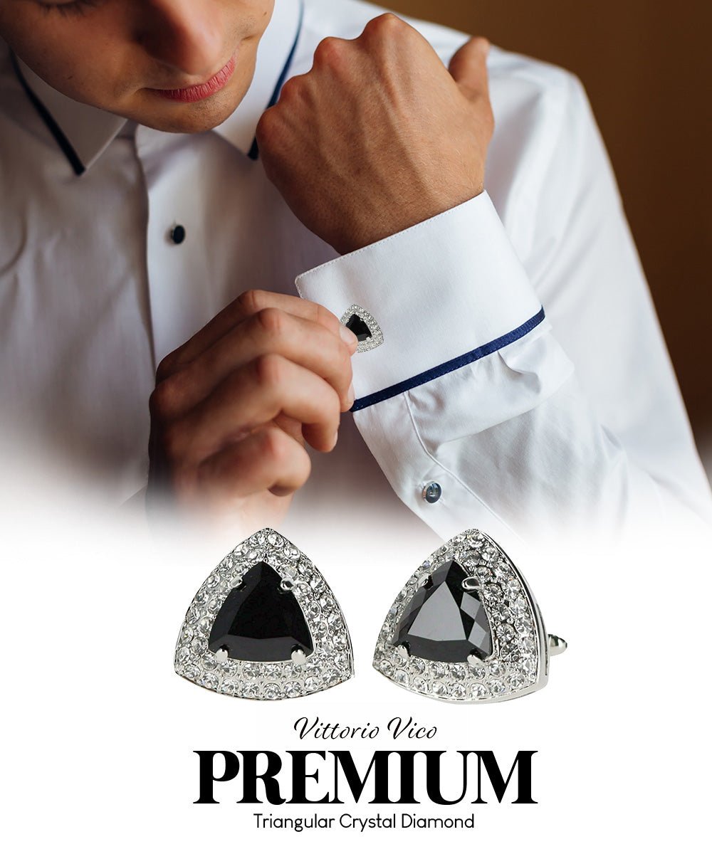 BLING Colorstone Cufflinks with Triangular Crystal in a Box by Vittorio Vico (CL72XX) (CL - 7201) for Independent Retail Stores by Dubal Brothers
