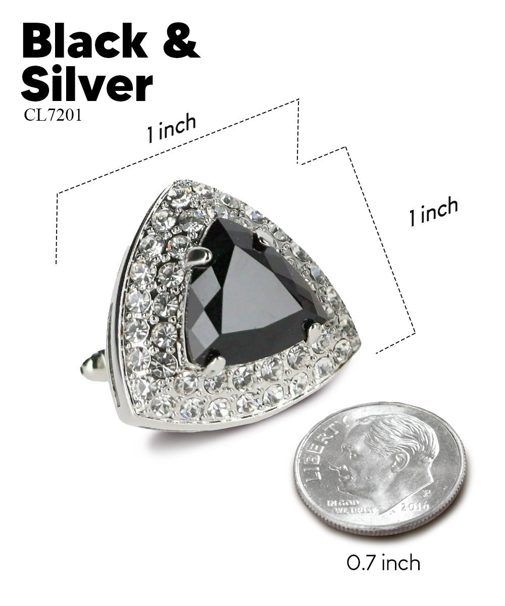 BLING Colorstone Cufflinks with Triangular Crystal in a Box by Vittorio Vico (CL72XX) (CL - 7201) for Independent Retail Stores by Dubal Brothers