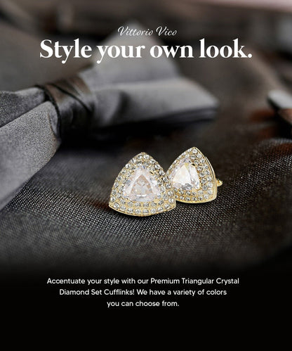 BLING Colorstone Cufflinks with Triangular Crystal in a Box by Vittorio Vico (CL72XX) (CL - 7202) for Independent Retail Stores by Dubal Brothers