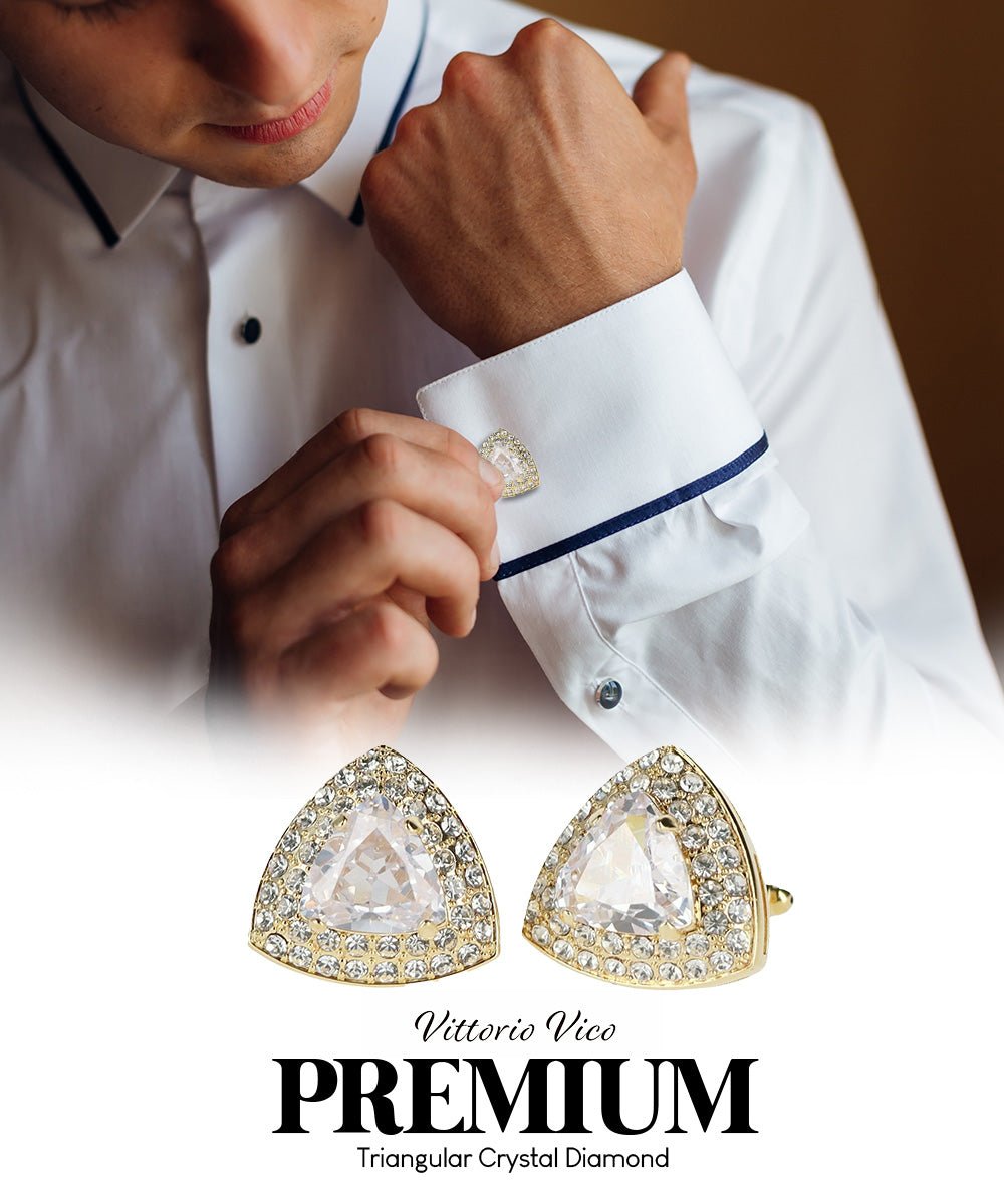 BLING Colorstone Cufflinks with Triangular Crystal in a Box by Vittorio Vico (CL72XX) (CL - 7202) for Independent Retail Stores by Dubal Brothers