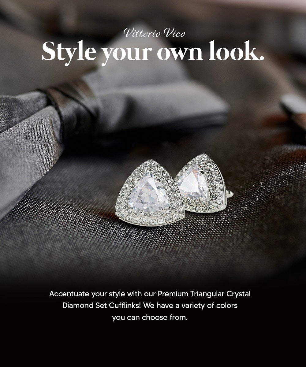 BLING Colorstone Cufflinks with Triangular Crystal in a Box by Vittorio Vico (CL72XX) (CL - 7203) for Independent Retail Stores by Dubal Brothers