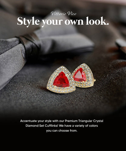 BLING Colorstone Cufflinks with Triangular Crystal in a Box by Vittorio Vico (CL72XX) (CL - 7204) for Independent Retail Stores by Dubal Brothers