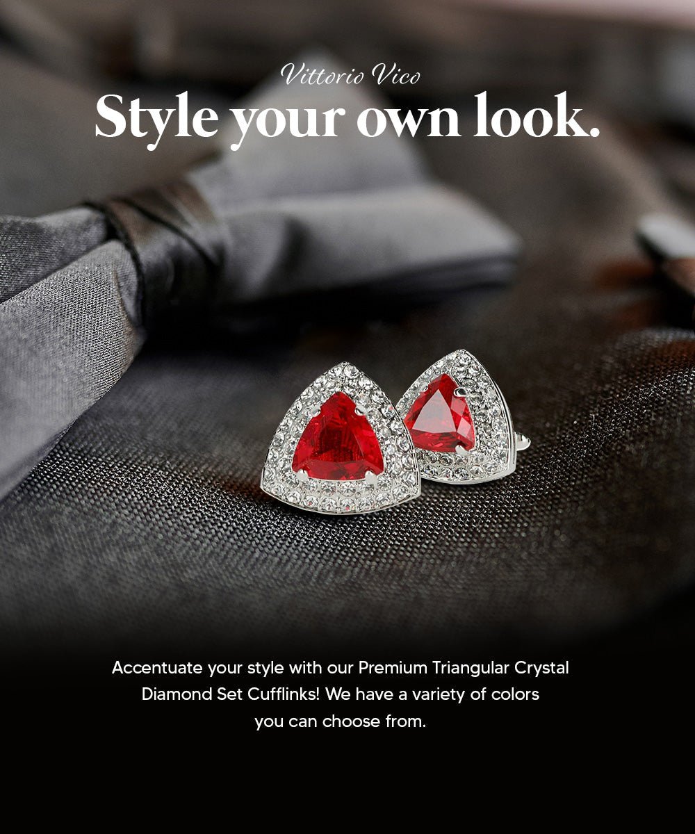 BLING Colorstone Cufflinks with Triangular Crystal in a Box by Vittorio Vico (CL72XX) (CL - 7205) for Independent Retail Stores by Dubal Brothers