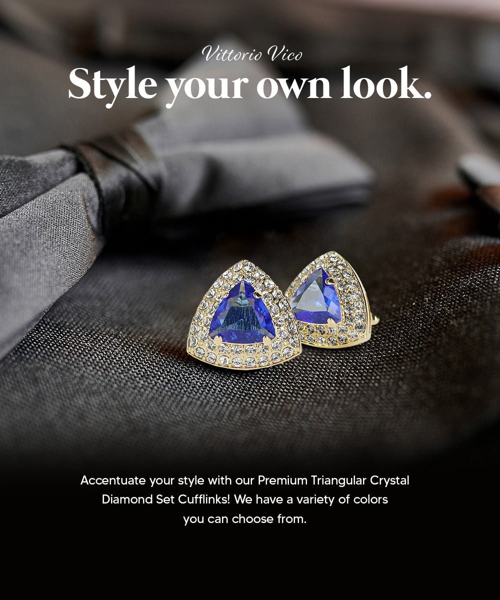 BLING Colorstone Cufflinks with Triangular Crystal in a Box by Vittorio Vico (CL72XX) (CL - 7206) for Independent Retail Stores by Dubal Brothers
