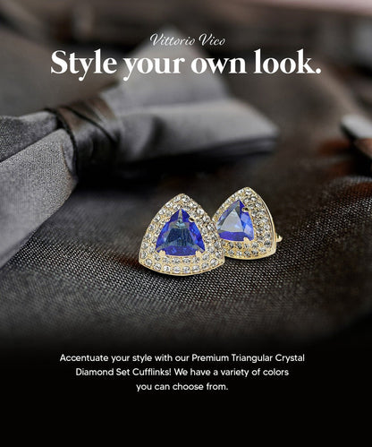 BLING Colorstone Cufflinks with Triangular Crystal in a Box by Vittorio Vico (CL72XX) (CL - 7206) for Independent Retail Stores by Dubal Brothers