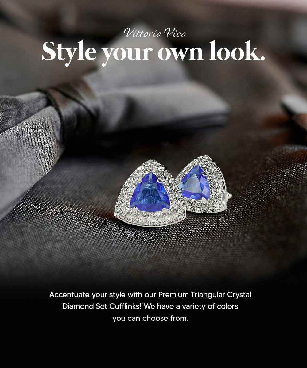 BLING Colorstone Cufflinks with Triangular Crystal in a Box by Vittorio Vico (CL72XX) (CL - 7207) for Independent Retail Stores by Dubal Brothers
