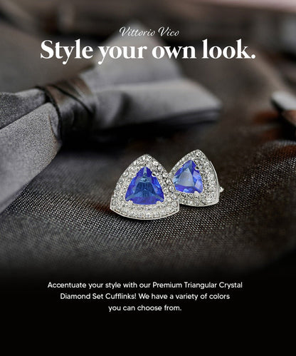 BLING Colorstone Cufflinks with Triangular Crystal in a Box by Vittorio Vico (CL72XX) (CL - 7207) for Independent Retail Stores by Dubal Brothers