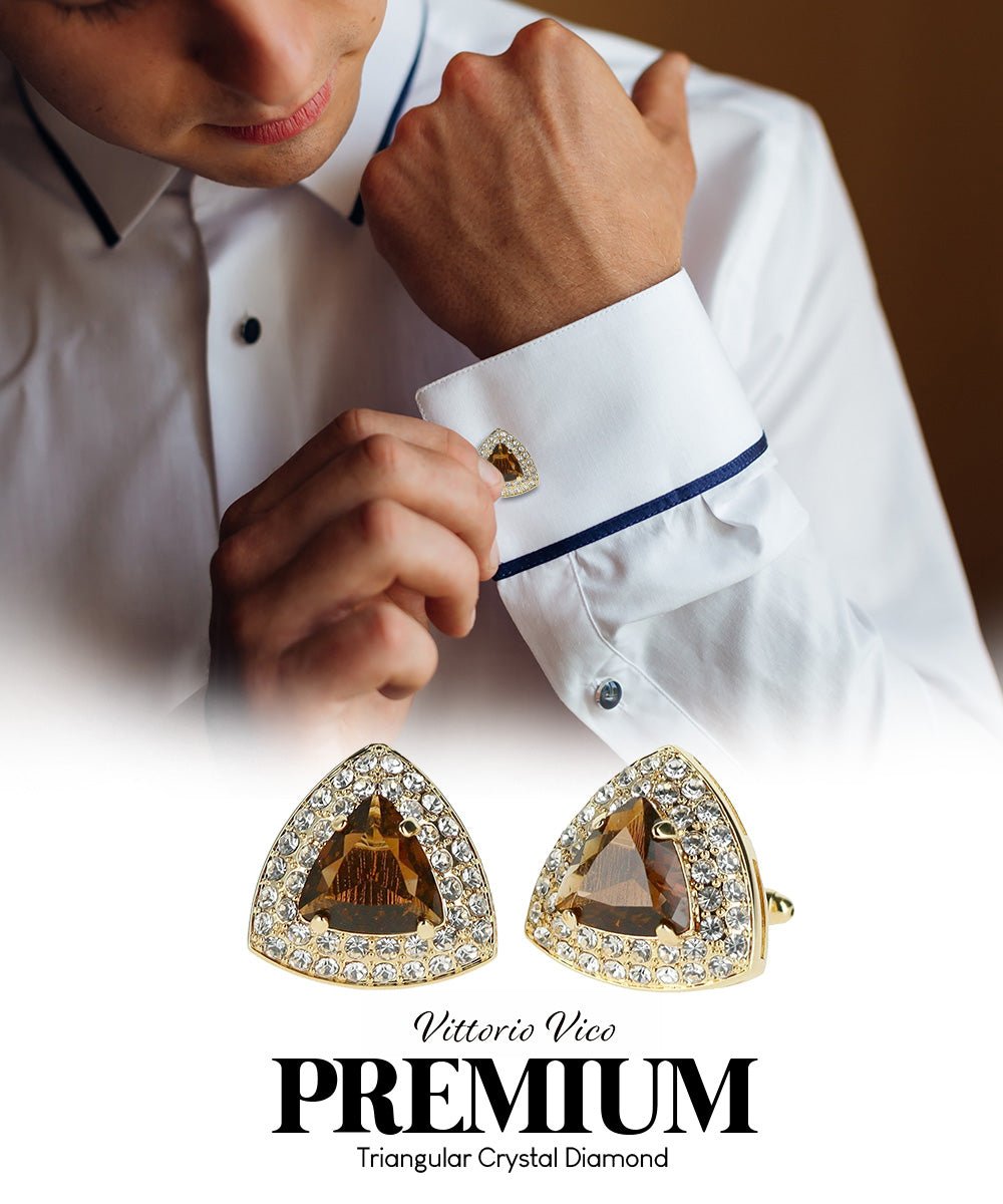 BLING Colorstone Cufflinks with Triangular Crystal in a Box by Vittorio Vico (CL72XX) (CL - 7208) for Independent Retail Stores by Dubal Brothers