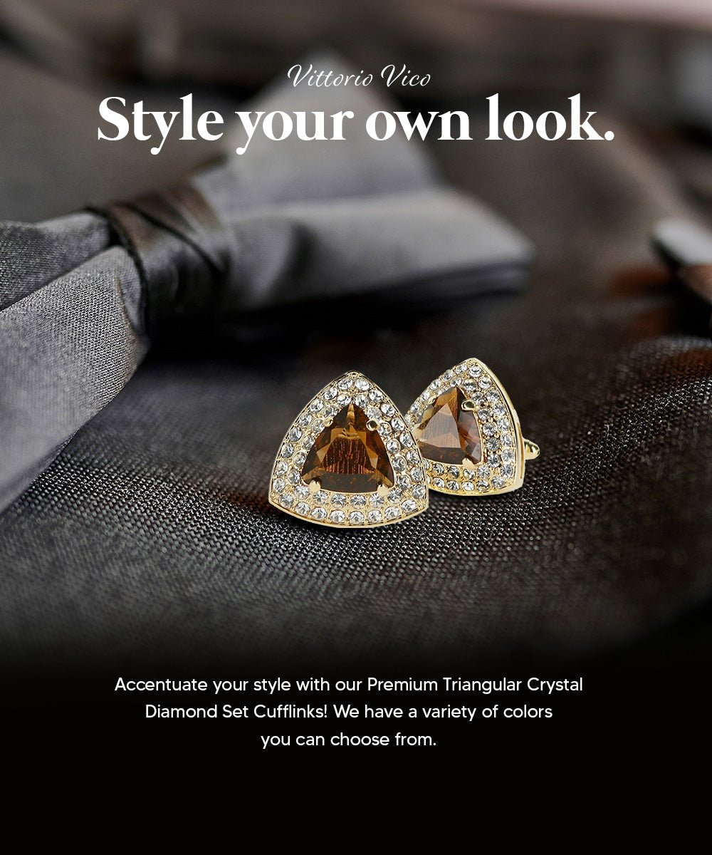 BLING Colorstone Cufflinks with Triangular Crystal in a Box by Vittorio Vico (CL72XX) (CL - 7208) for Independent Retail Stores by Dubal Brothers