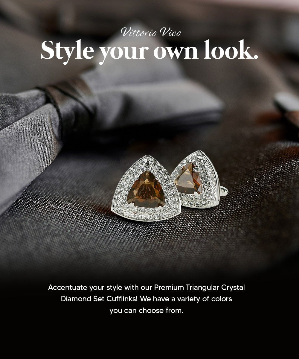 BLING Colorstone Cufflinks with Triangular Crystal in a Box by Vittorio Vico (CL72XX) (CL - 7209) for Independent Retail Stores by Dubal Brothers