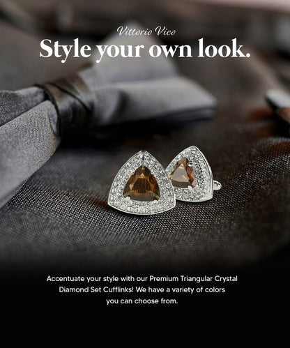 BLING Colorstone Cufflinks with Triangular Crystal in a Box by Vittorio Vico (CL72XX) (CL - 7209) for Independent Retail Stores by Dubal Brothers