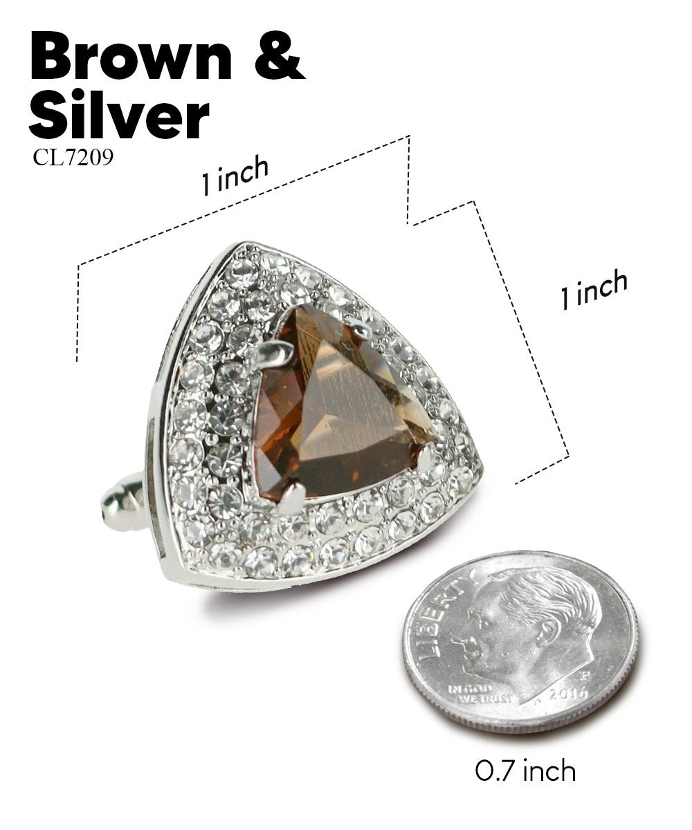 BLING Colorstone Cufflinks with Triangular Crystal in a Box by Vittorio Vico (CL72XX) (CL - 7209) for Independent Retail Stores by Dubal Brothers