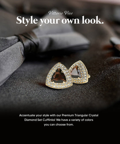 BLING Colorstone Cufflinks with Triangular Crystal in a Box by Vittorio Vico (CL72XX) (CL - 7210) for Independent Retail Stores by Dubal Brothers