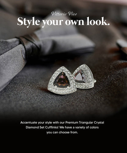 BLING Colorstone Cufflinks with Triangular Crystal in a Box by Vittorio Vico (CL72XX) (CL - 7211) for Independent Retail Stores by Dubal Brothers