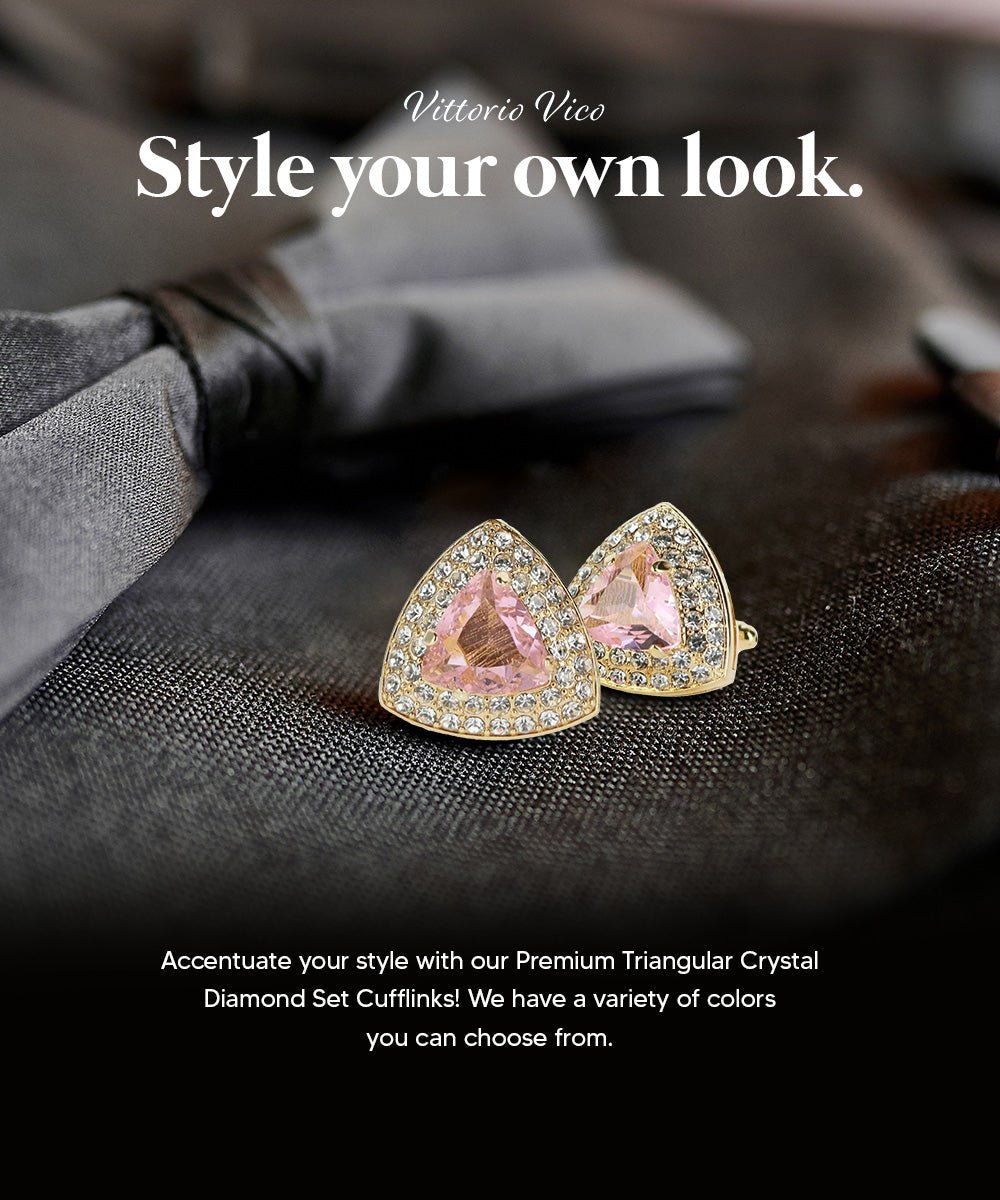 BLING Colorstone Cufflinks with Triangular Crystal in a Box by Vittorio Vico (CL72XX) (CL - 7212) for Independent Retail Stores by Dubal Brothers
