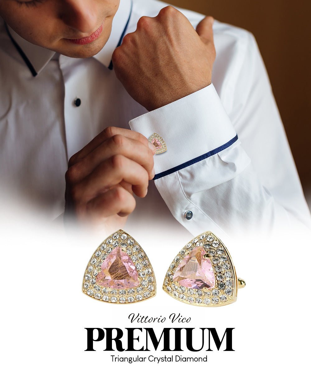 BLING Colorstone Cufflinks with Triangular Crystal in a Box by Vittorio Vico (CL72XX) (CL - 7212) for Independent Retail Stores by Dubal Brothers