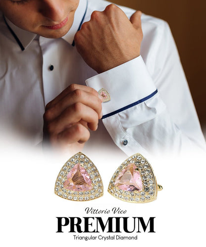BLING Colorstone Cufflinks with Triangular Crystal in a Box by Vittorio Vico (CL72XX) (CL - 7212) for Independent Retail Stores by Dubal Brothers