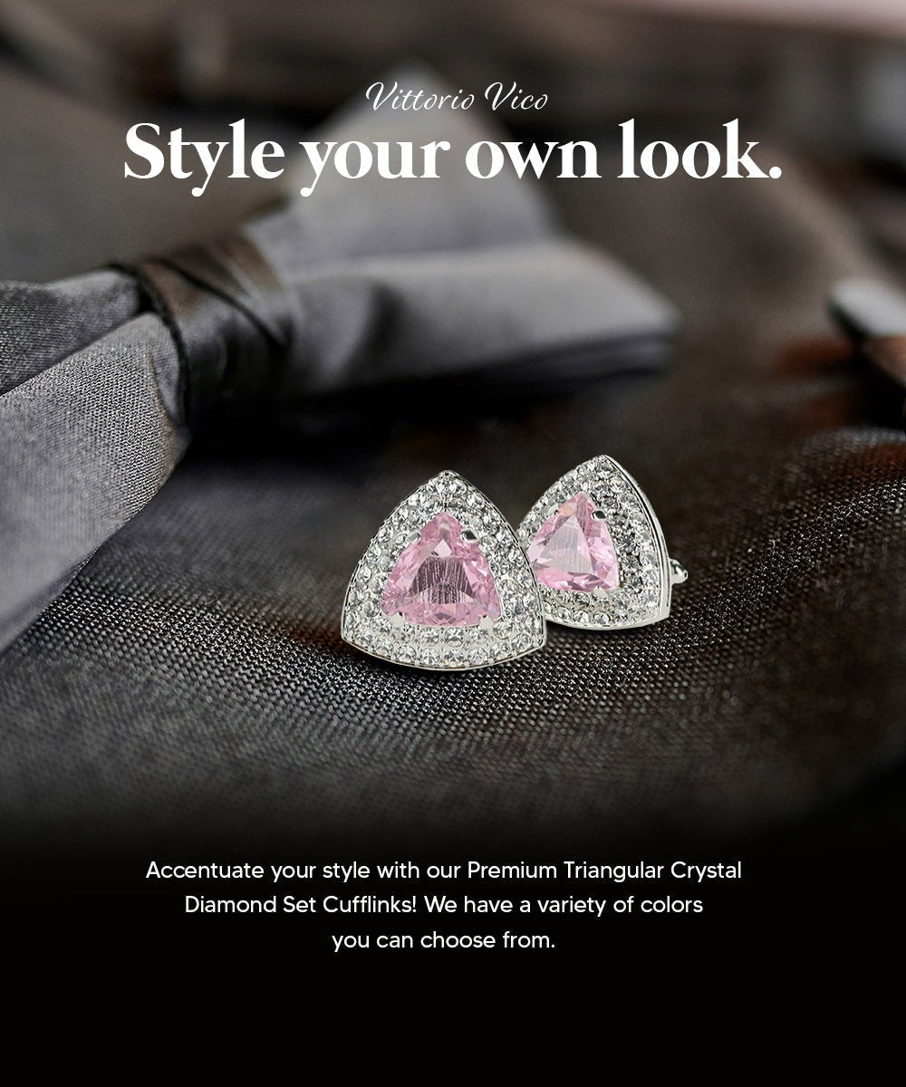 BLING Colorstone Cufflinks with Triangular Crystal in a Box by Vittorio Vico (CL72XX) (CL - 7213) for Independent Retail Stores by Dubal Brothers
