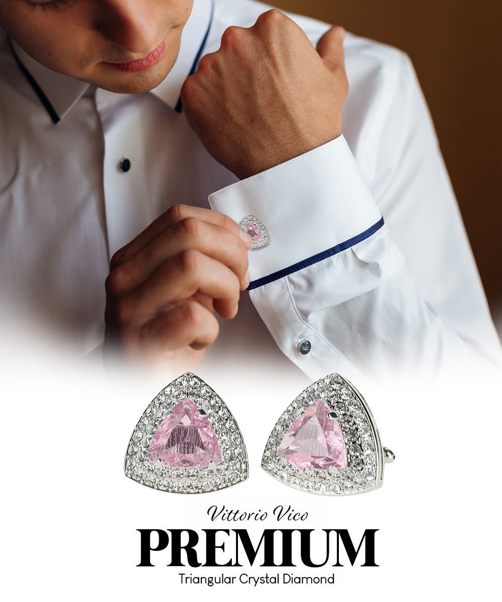 BLING Colorstone Cufflinks with Triangular Crystal in a Box by Vittorio Vico (CL72XX) (CL - 7213) for Independent Retail Stores by Dubal Brothers