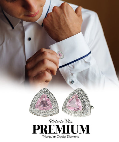 BLING Colorstone Cufflinks with Triangular Crystal in a Box by Vittorio Vico (CL72XX) (CL - 7213) for Independent Retail Stores by Dubal Brothers