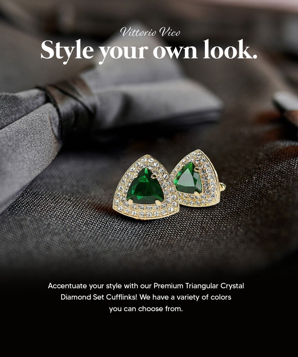 BLING Colorstone Cufflinks with Triangular Crystal in a Box by Vittorio Vico (CL72XX) (CL - 7214) for Independent Retail Stores by Dubal Brothers