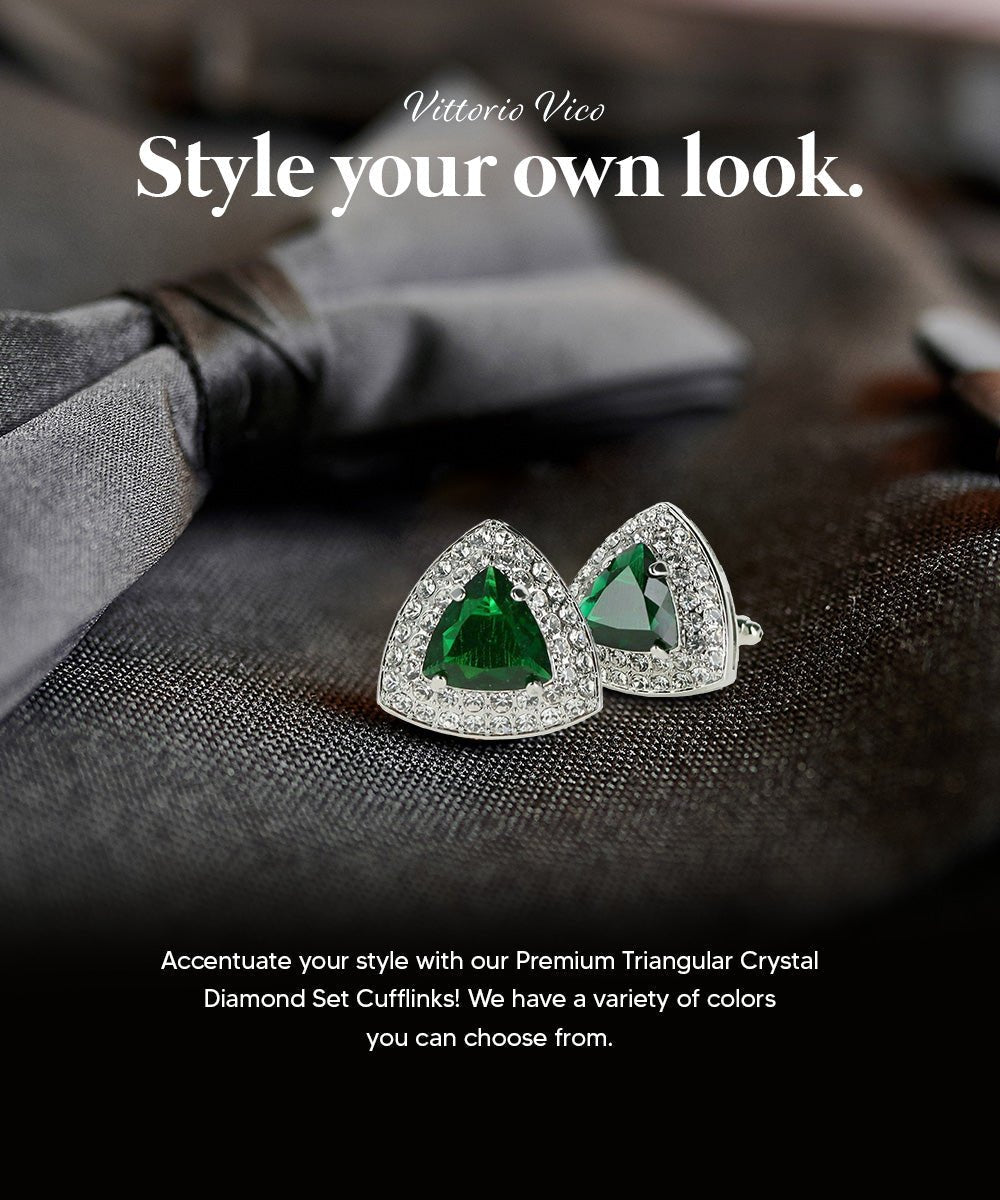 BLING Colorstone Cufflinks with Triangular Crystal in a Box by Vittorio Vico (CL72XX) (CL - 7215) for Independent Retail Stores by Dubal Brothers