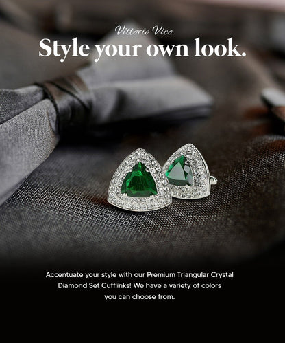 BLING Colorstone Cufflinks with Triangular Crystal in a Box by Vittorio Vico (CL72XX) (CL - 7215) for Independent Retail Stores by Dubal Brothers