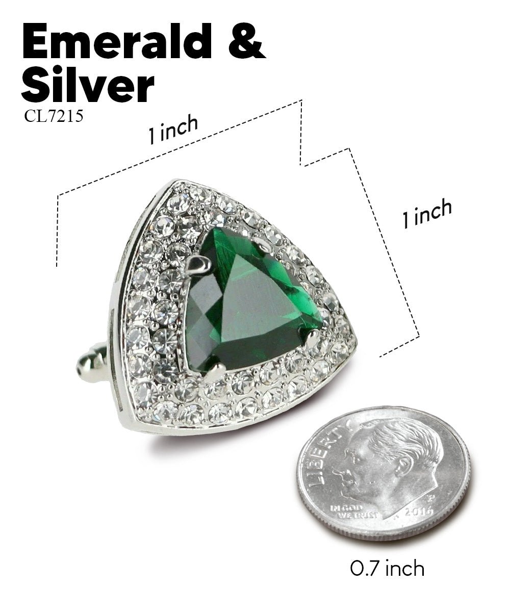 BLING Colorstone Cufflinks with Triangular Crystal in a Box by Vittorio Vico (CL72XX) (CL - 7215) for Independent Retail Stores by Dubal Brothers