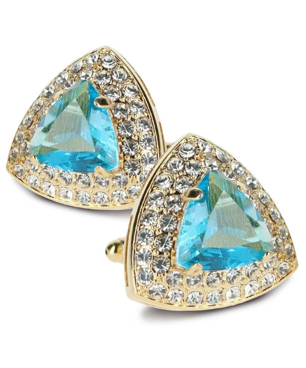 BLING Colorstone Cufflinks with Triangular Crystal in a Box by Vittorio Vico (CL72XX) (CL - 7216) for Independent Retail Stores by Dubal Brothers