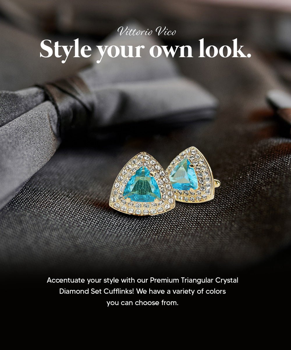 BLING Colorstone Cufflinks with Triangular Crystal in a Box by Vittorio Vico (CL72XX) (CL - 7216) for Independent Retail Stores by Dubal Brothers
