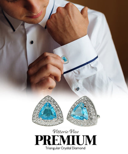 BLING Colorstone Cufflinks with Triangular Crystal in a Box by Vittorio Vico (CL72XX) (CL - 7217) for Independent Retail Stores by Dubal Brothers